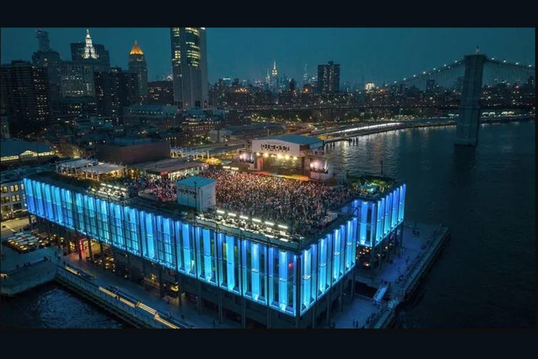 Aerial view of The Rooftop at Pier 17 in New York City